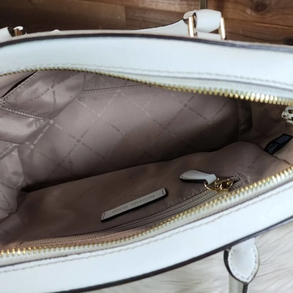 Michael Kors White Ayden Medium Saffiano Leather Satchel